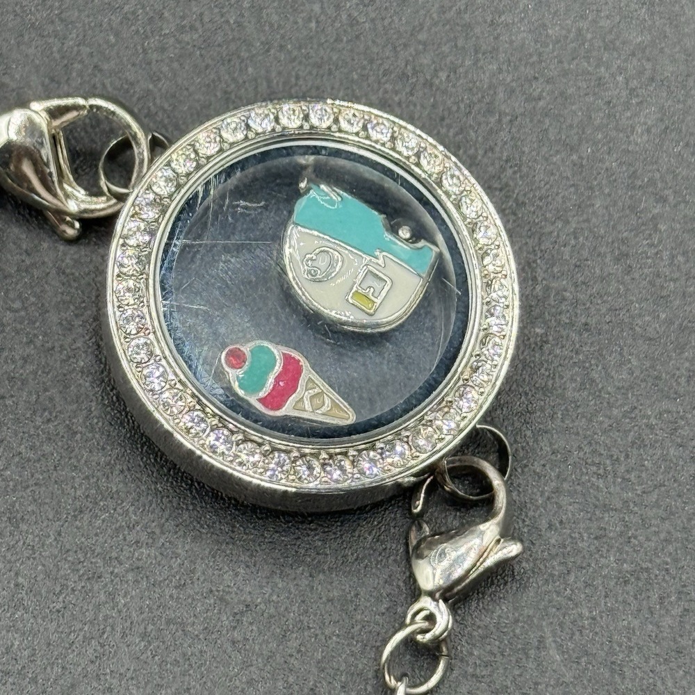 Origami Owl Living Locket Tassel Necklace Silver Chain Camper Ice Cream Charm